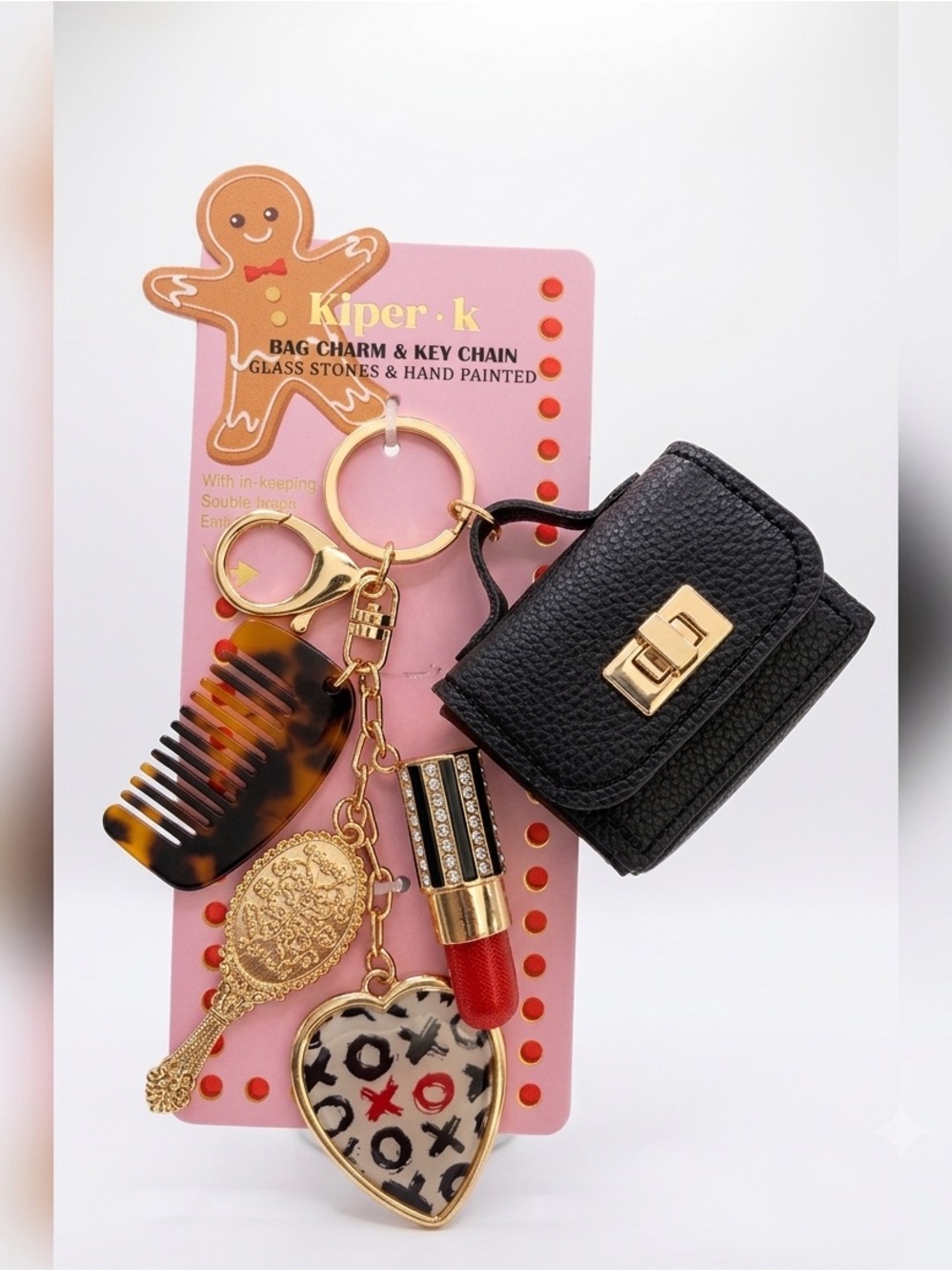 Piper K Black Back with Mirror, Lipstick, and Tortoise Shell Comb